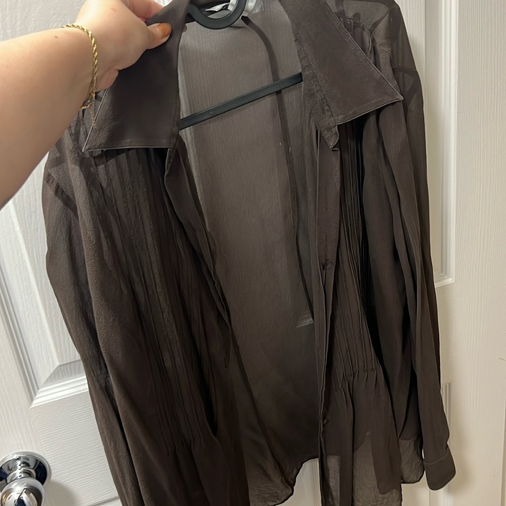 Brown sheer silk top